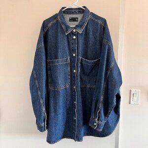 Heavy Weight Dark Denim Jean Over Shirt Jacket Size 20